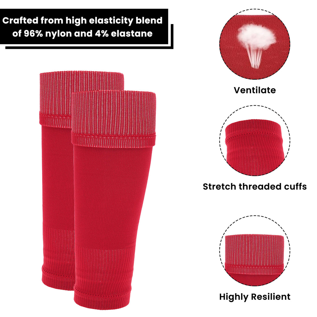 Kids Leg Sleeve Socks Red - Fits over Shin Pads
